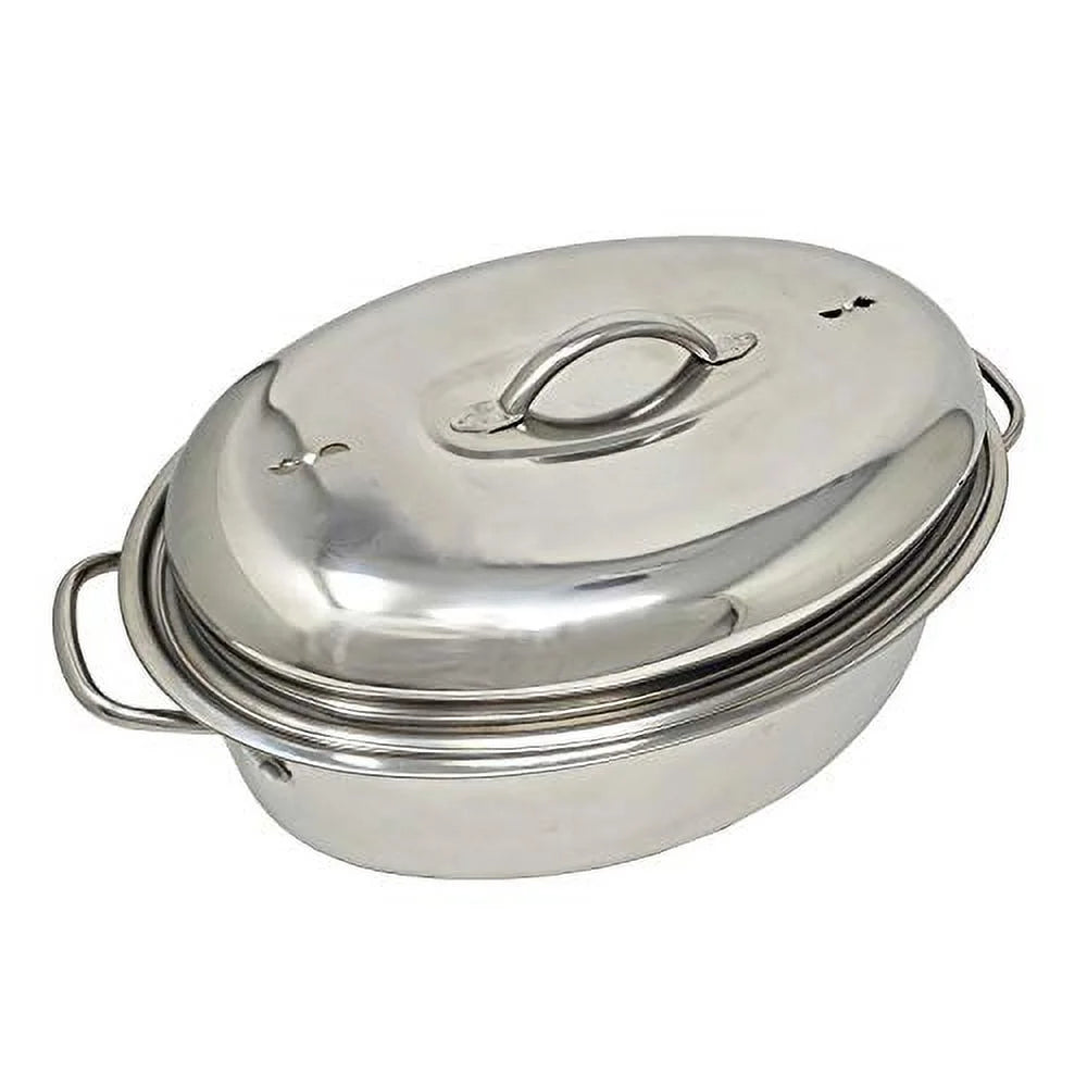 Stainless Steel Turkey Roaster Pan With Lid & Wire Rack B632108