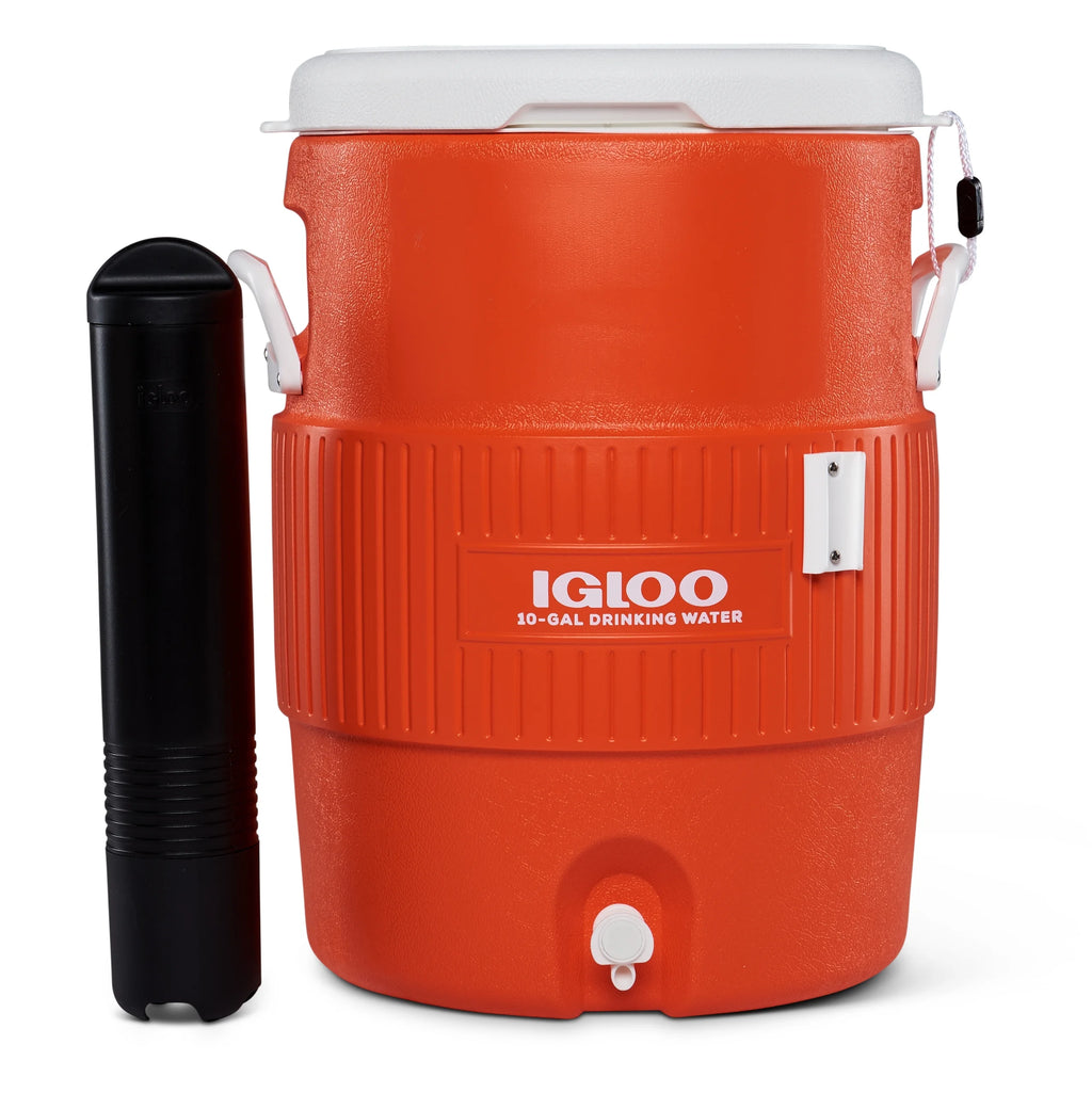 Orange 10-Gallon Water Jug with Cup Dispenser Q274