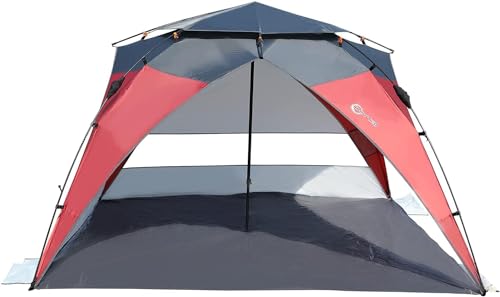 Red/Grey 2-4 Person UPF50+ Beach Tent with Carry Bag G44928