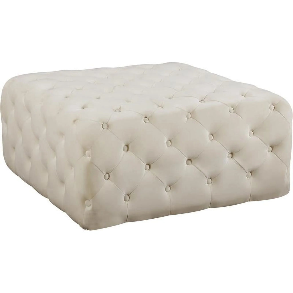 Cream Velvet Button Tufted Ottoman and Bench P25835