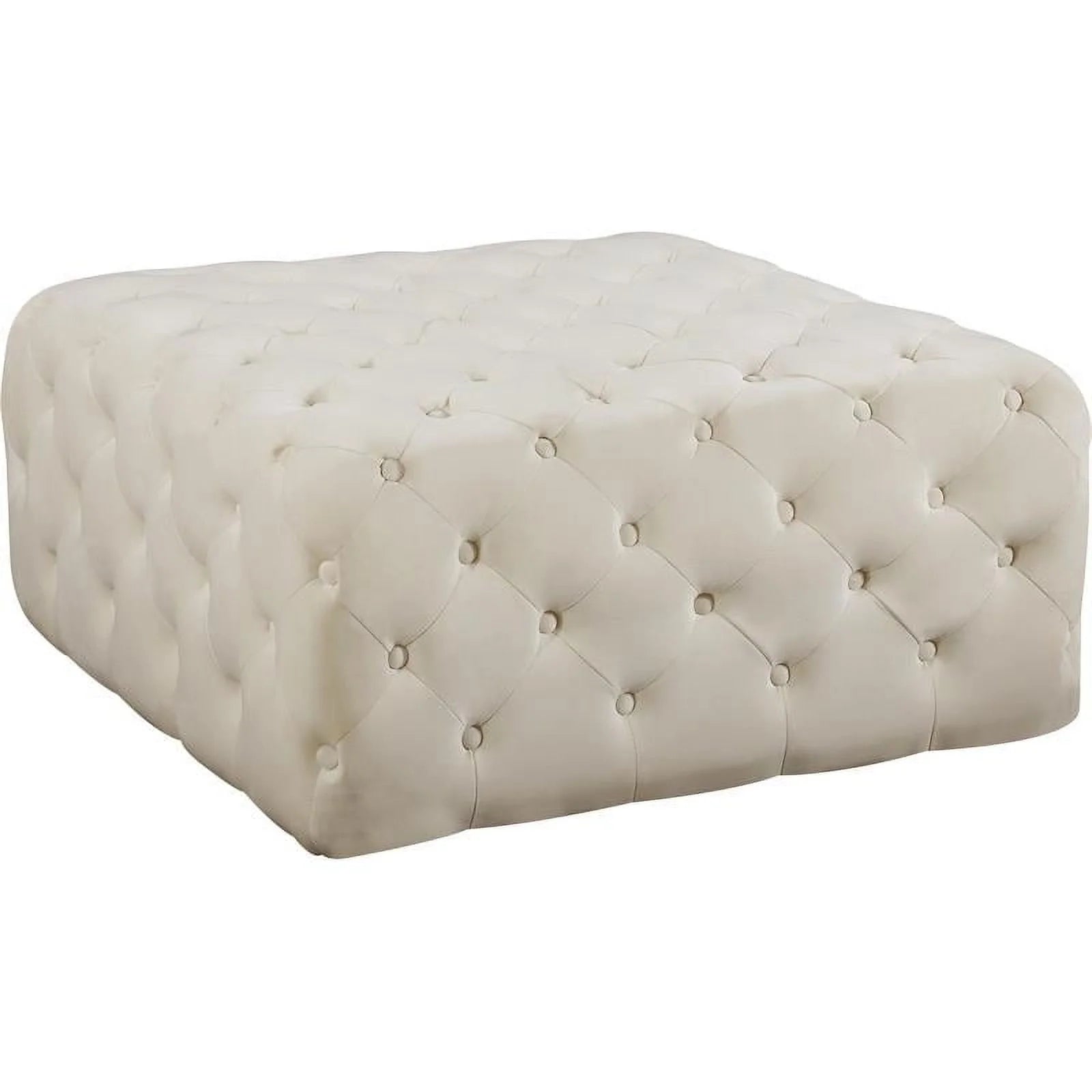 Cream Velvet Button Tufted Ottoman and Bench P25835