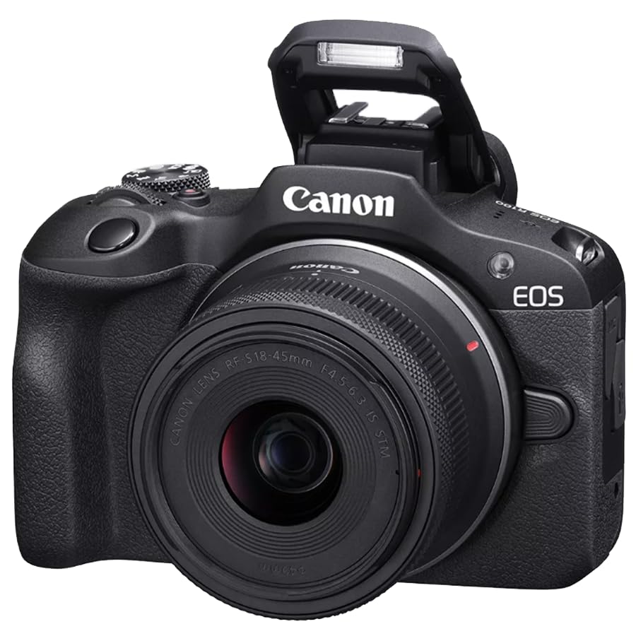 Mirrorless Camera Body with RF-S 18-45mm F4.5-6.3 IS STM Lens Bundle with Photography Bag + Microphone + Monopod + Software & Accessories Kit E93512