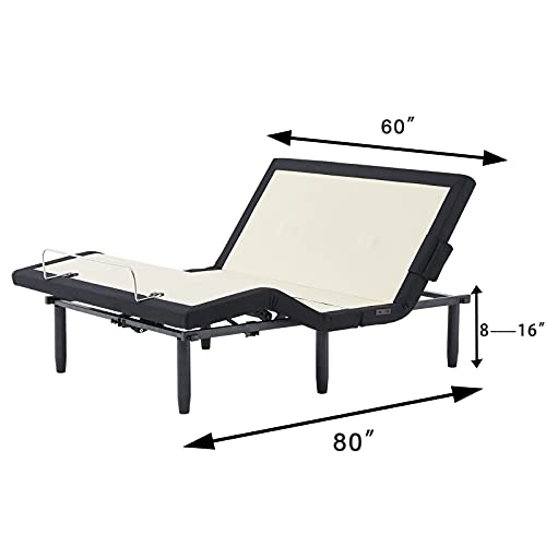 Full Adjustable Bed Frame with Back Massage and Wireless Remote B24565