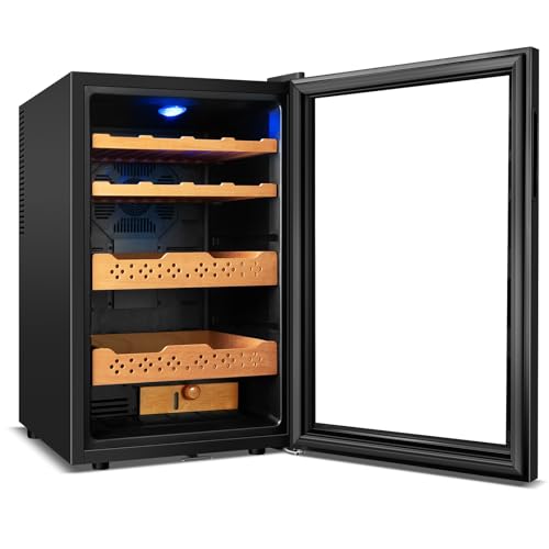 35L Electric Cigar Humidor Cabinet, 260 Counts, Spanish Cedar Wood Q708