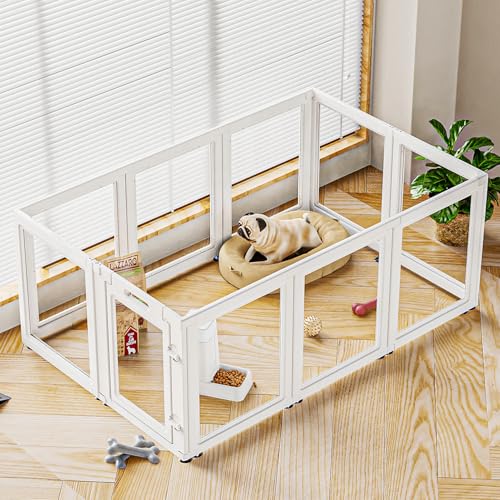 White 10 Pcs Clear Plastic Dog Playpen J6545