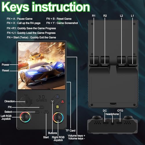 40000 in 1 Handheld Game Console 4.0 inch IPS Screen 4000mAh Portable Pocket Arcade 256G TF Card Transparent Black J740757