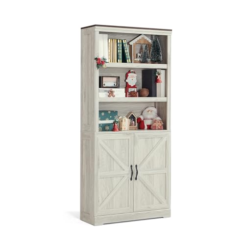 Black 5-Shelf Bookcase with Doors Z22613