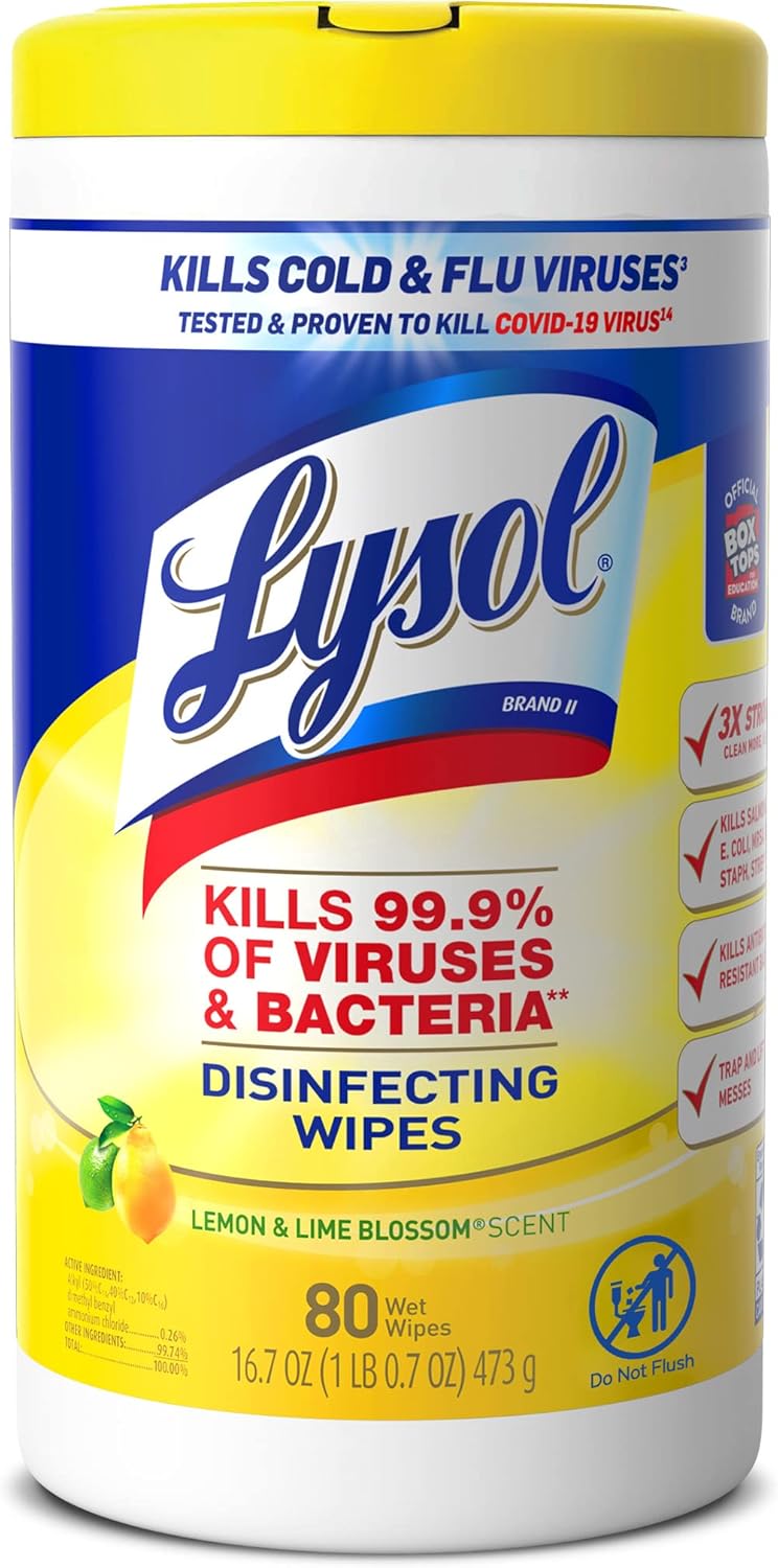 Lysol Disinfectant Wipes, Lemon and Lime Blossom, 80 Count B512591