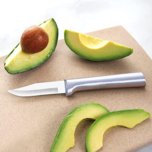 Peeling Paring Knife, Stainless Steel Blade, Brushed Aluminum Handle, Pack of 2 Y4229
