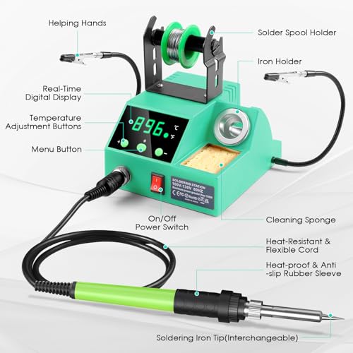 100W Digital Display Soldering Iron Station Kit with 2 Helping Hands G43453