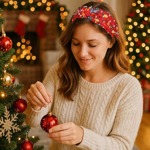 2 Pack Red Green Pearl Rhinestone Crystal Christmas Headband C516512
