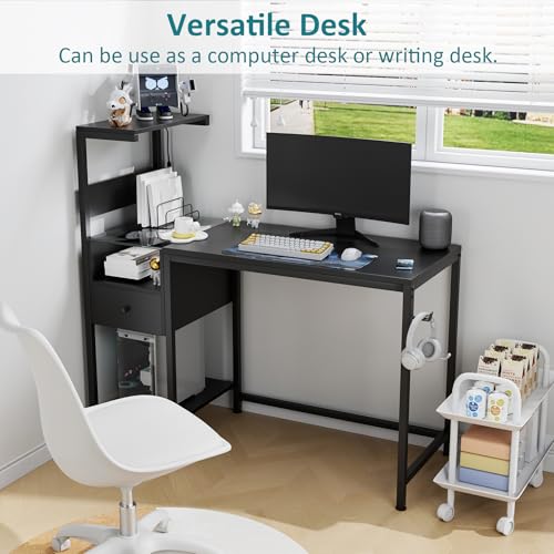 Black Reversible Gaming Desk with LED Lights & Power Outlets K369483