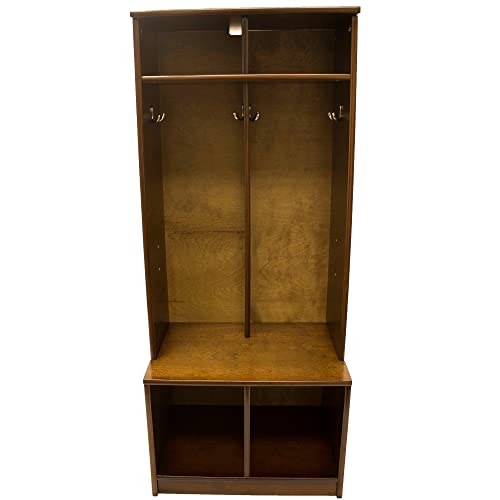 Kids Wooden Locker, Two Cubby, 6 Compartment Open Storage Coat Locker (Earl Grey) O851143