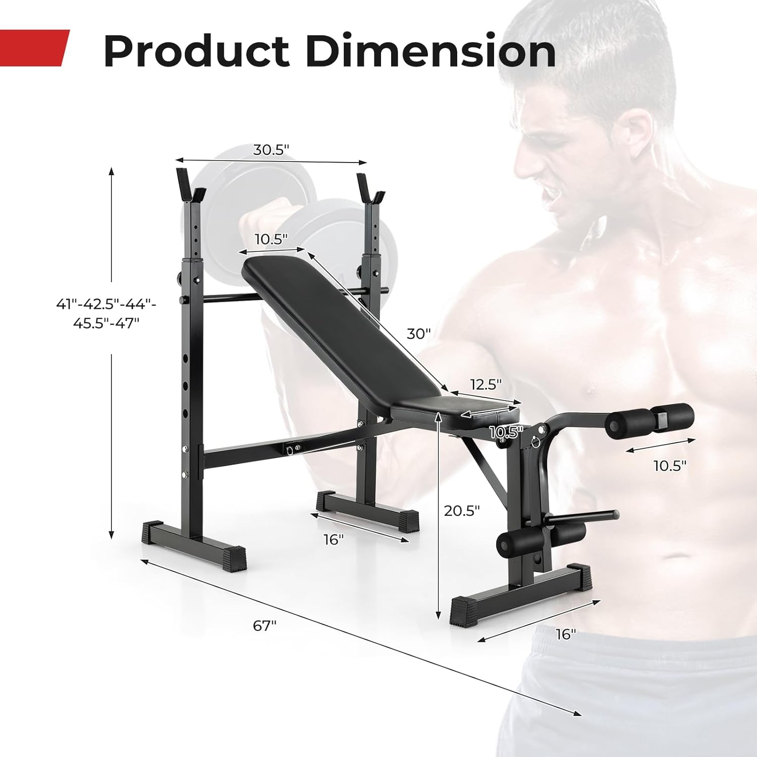 Adjustable Weight Bench with Squat Racks Y2453