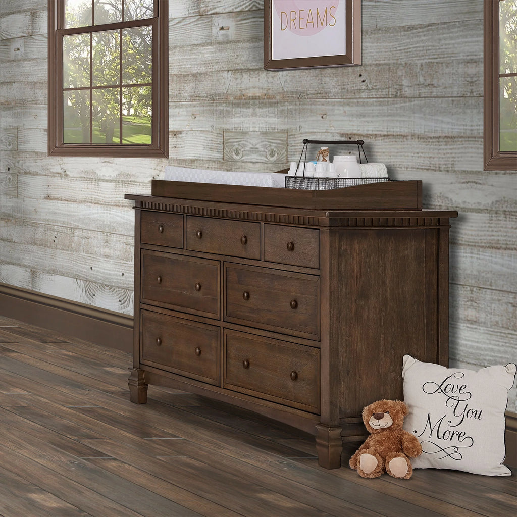 Antique Brown 7 Drawers Double Dresser V94811
