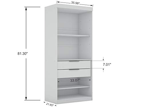 White 4 Drawer Freestanding Wardrobe Closet with Doors and Adjustable Shelves P591373