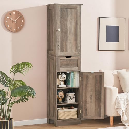White 67" Tall Bathroom Cabinet with 2 Doors & 1 Drawer V844148
