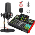 Podcast Microphone Bundle with Live Sound Card Audio Mixer, 3.5mm Condenser Microphone, Sound Board with Voice Changer J44245