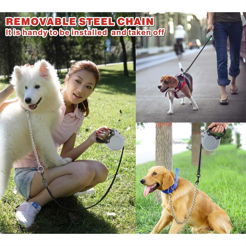 16ft Retractable Dog Leash with Anti-Chewing Steel Chain F478