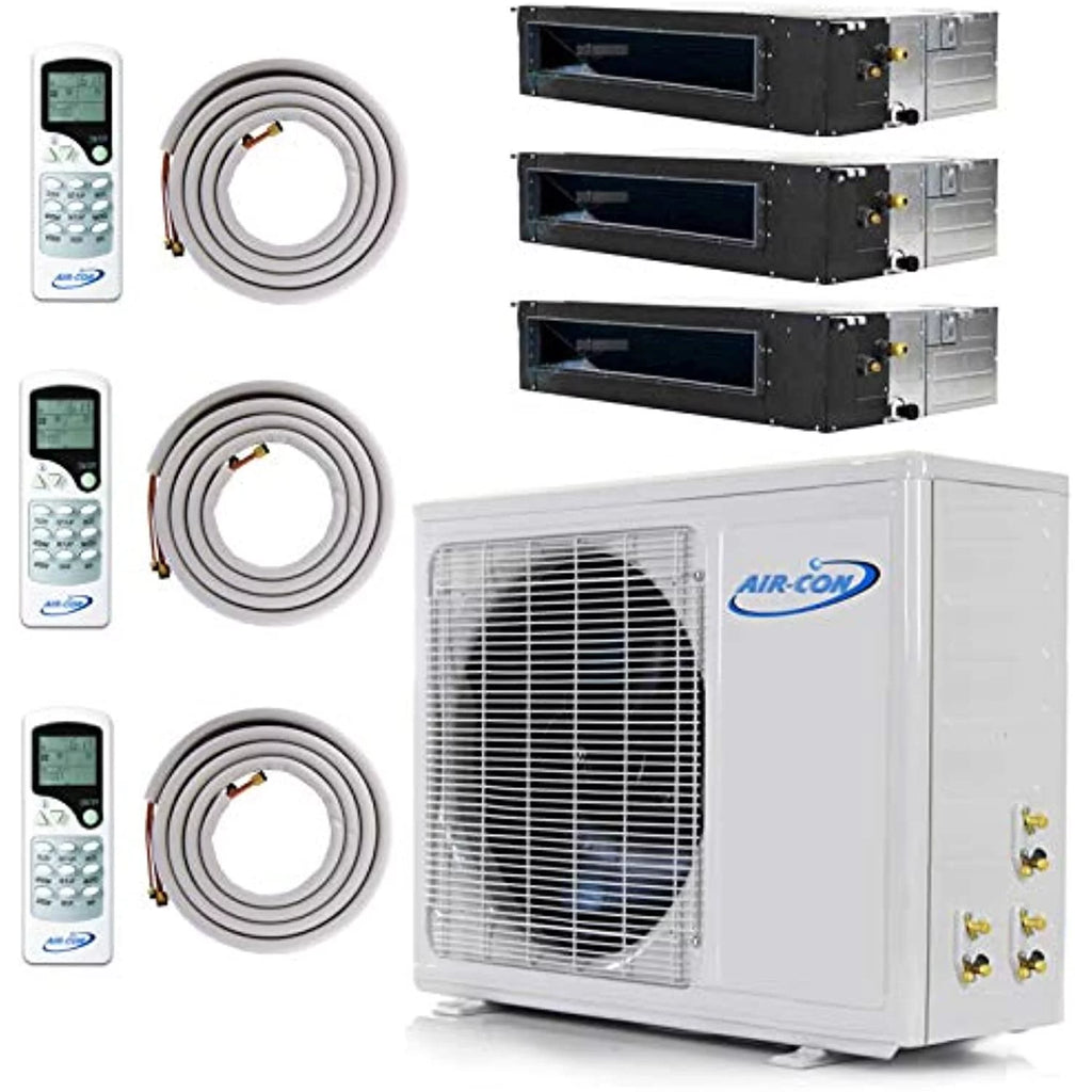 Tri 3 Zone 12000 BTU Mini Split Ductless Air Conditioner with 25 ft Linesets H2989
