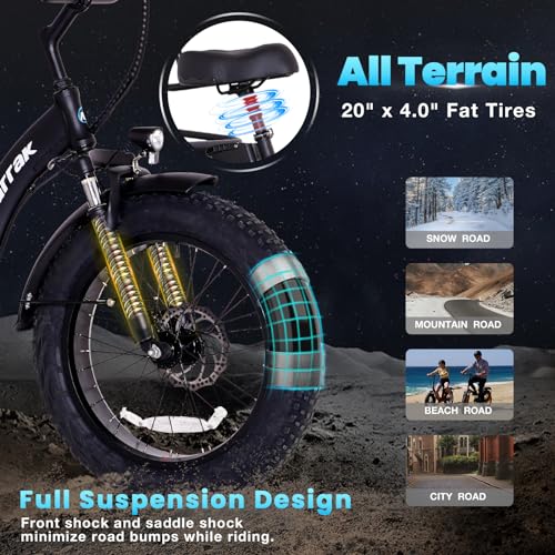 750W 48V13Ah 20"x4.0" Aluminum Folding Fat Tire 3 Wheel Electric Trike X2756