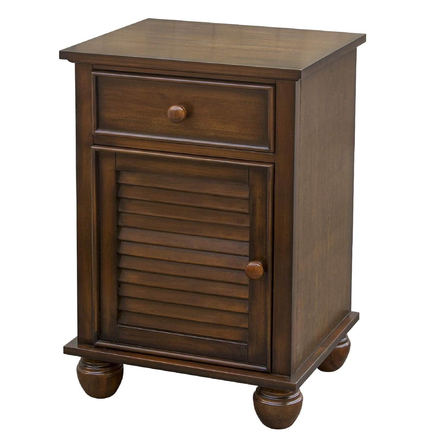 Tropical Walnut Wood Nightstand with Felt Lined Drawer P952285