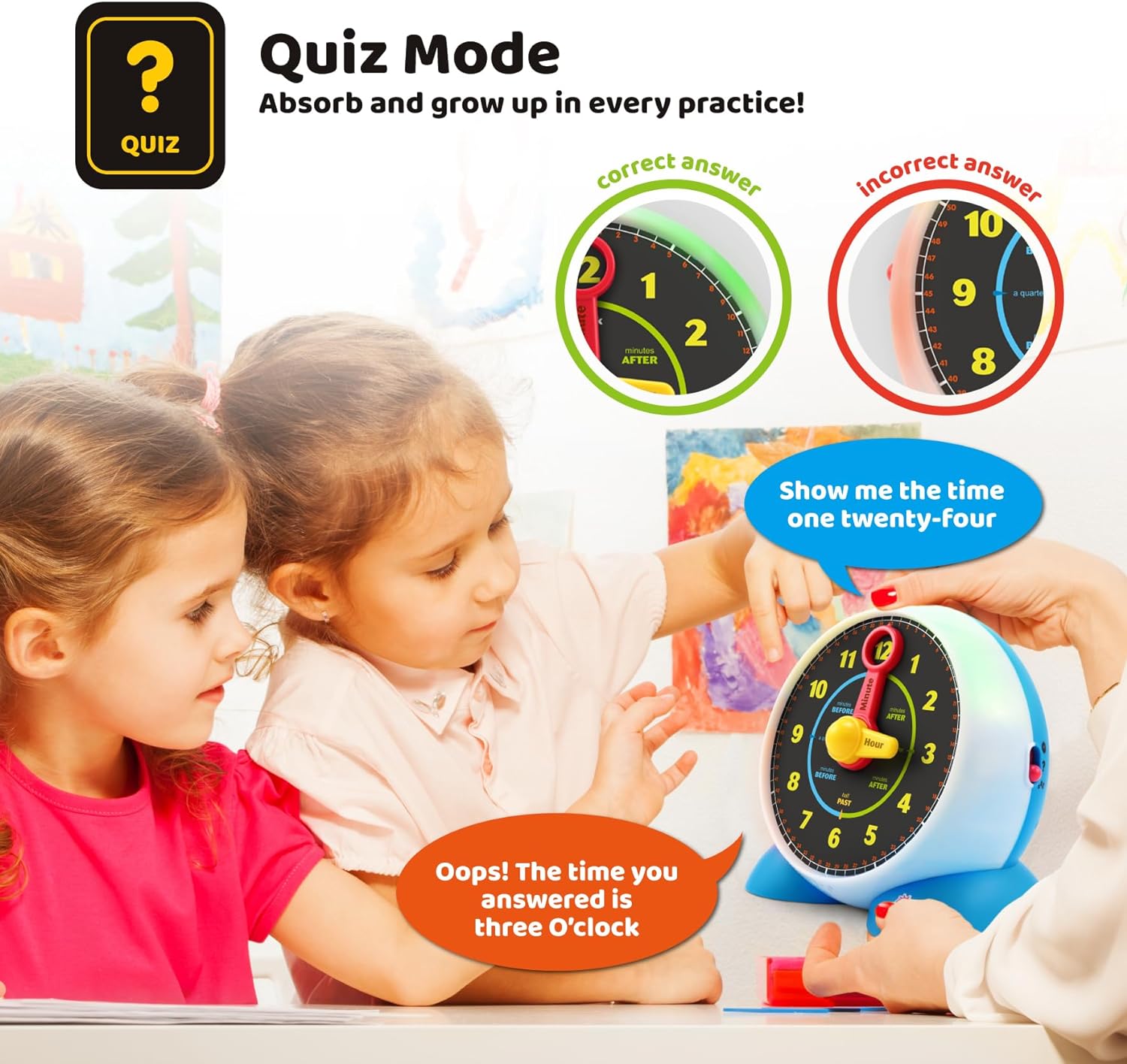 Learning Clock Teaching Light-Up Toy with Quiz and Music Sleep Mode I713