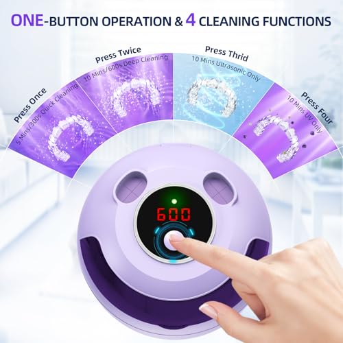 Ultrasonic Retainer Cleaner with 200ML Capacity, 45kHz, 4 Modes C590