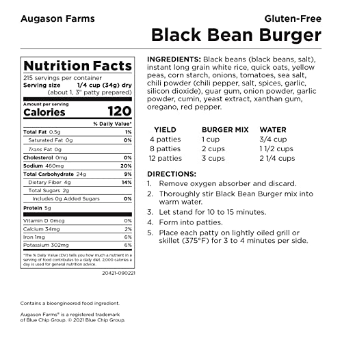 Gluten-Free Black Bean Burger 2 lbs 14 oz No. 10 Can 1 Pack C7149