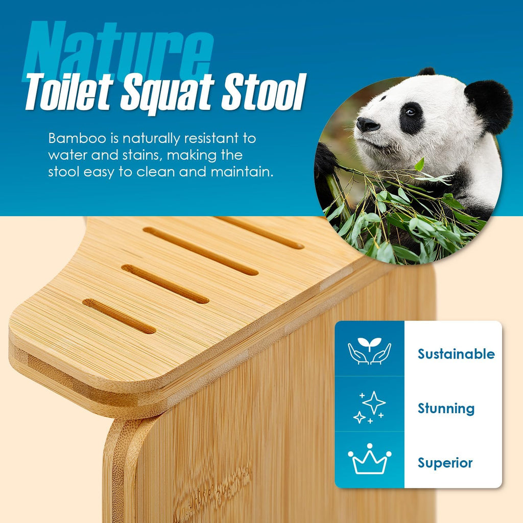 8 Inches Foldable Bamboo Toilet Stool with Non-Slip Pads M9703