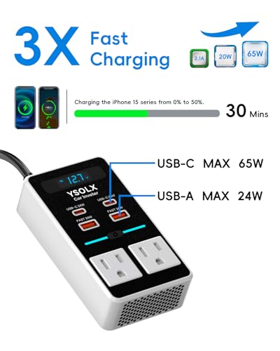 300W DC 12V to 110V AC Car Power Inverter with USB-C & USB-A E110