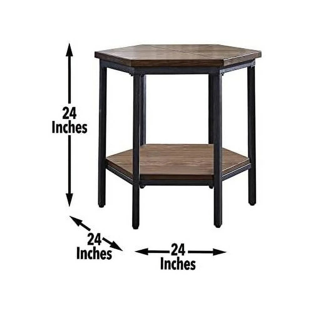Mocha Hexagonal Iron End Table Z803