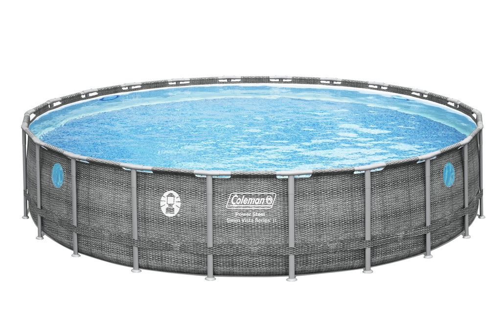 22'x52" Power Steel Frame Round Swimming Pool Set E20820