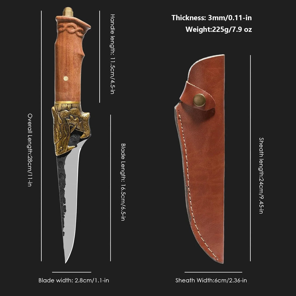 7Cr17MOV Fillet Knife with Leather Sheath Z538