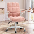 Gray Velvet High Back Office Chair with Wheels and Flip-up Armrest Y935