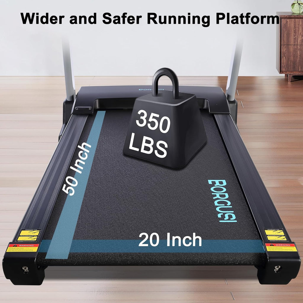 Folding Electric Treadmill with 15% Auto Incline, 350 LBS Capacity, 3.5 HP, 20" Wide Tread Belt, Max 10MPH Speed L6006