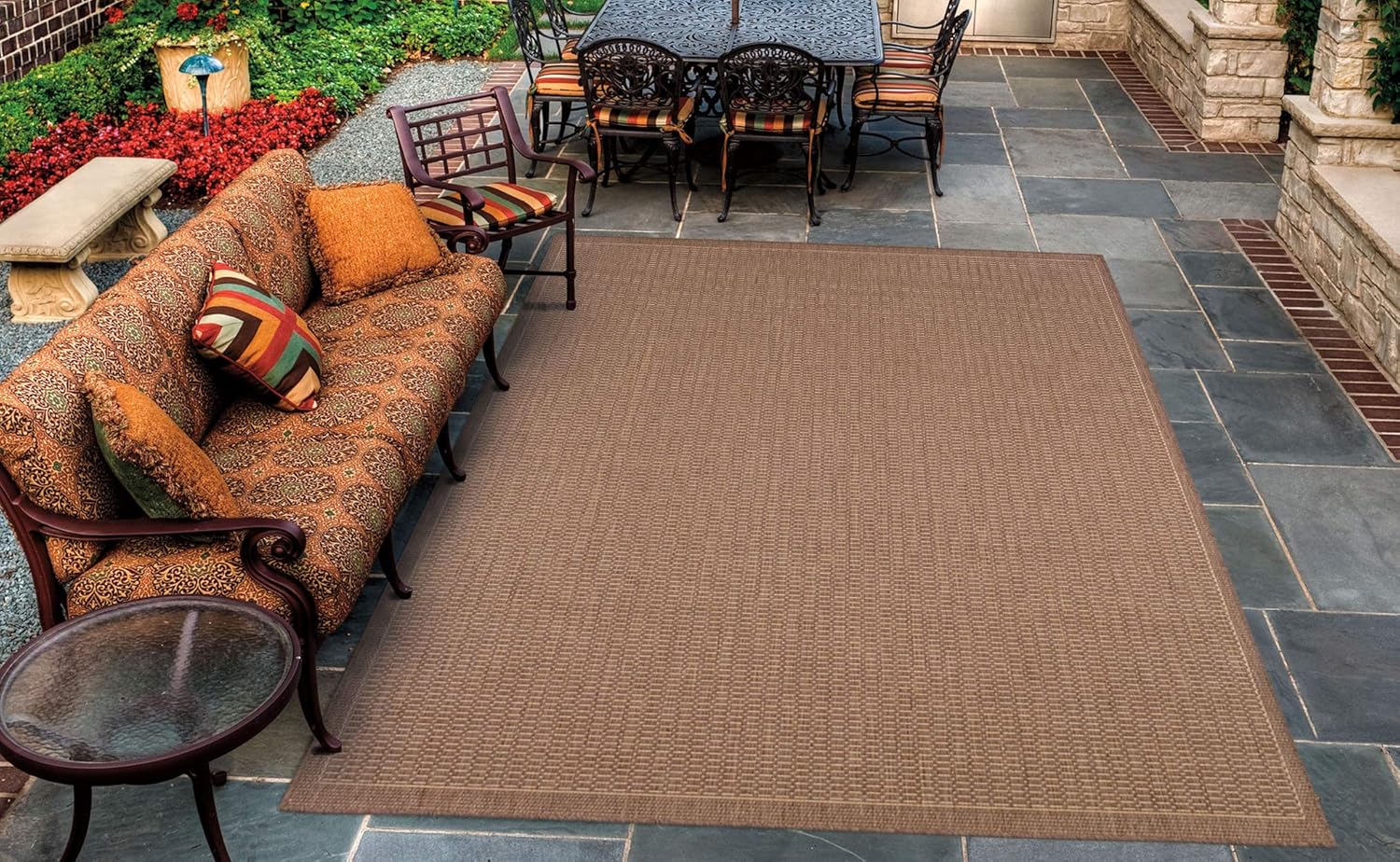 Cocoa Brown-Natural 7'6" Indoor/Outdoor Area Rug A57279