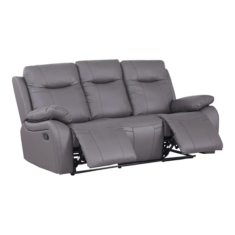 Black Oversized Manual Leather Recliner Sofa Couch with Cup Holders B828