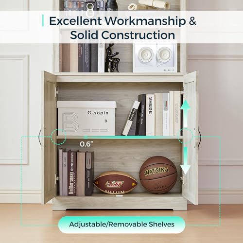 Black 5-Shelf Bookcase with Doors Z22613