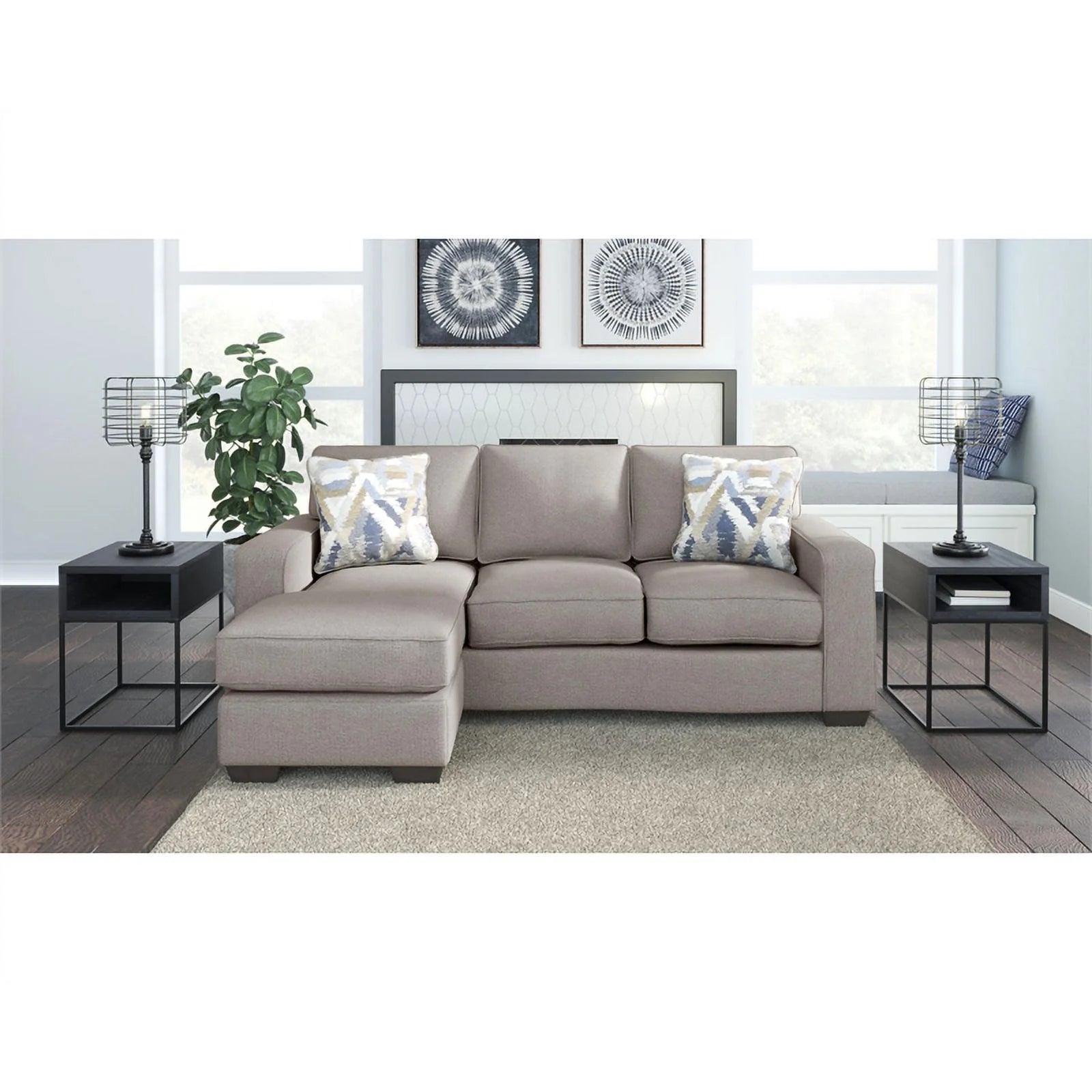 Stone Light Gray Fabric & Wood Sofa Chaise Z385