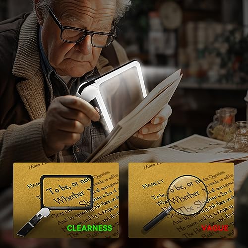 3X Large Rectangle Lighted Magnifier with Dimmable LED H1630