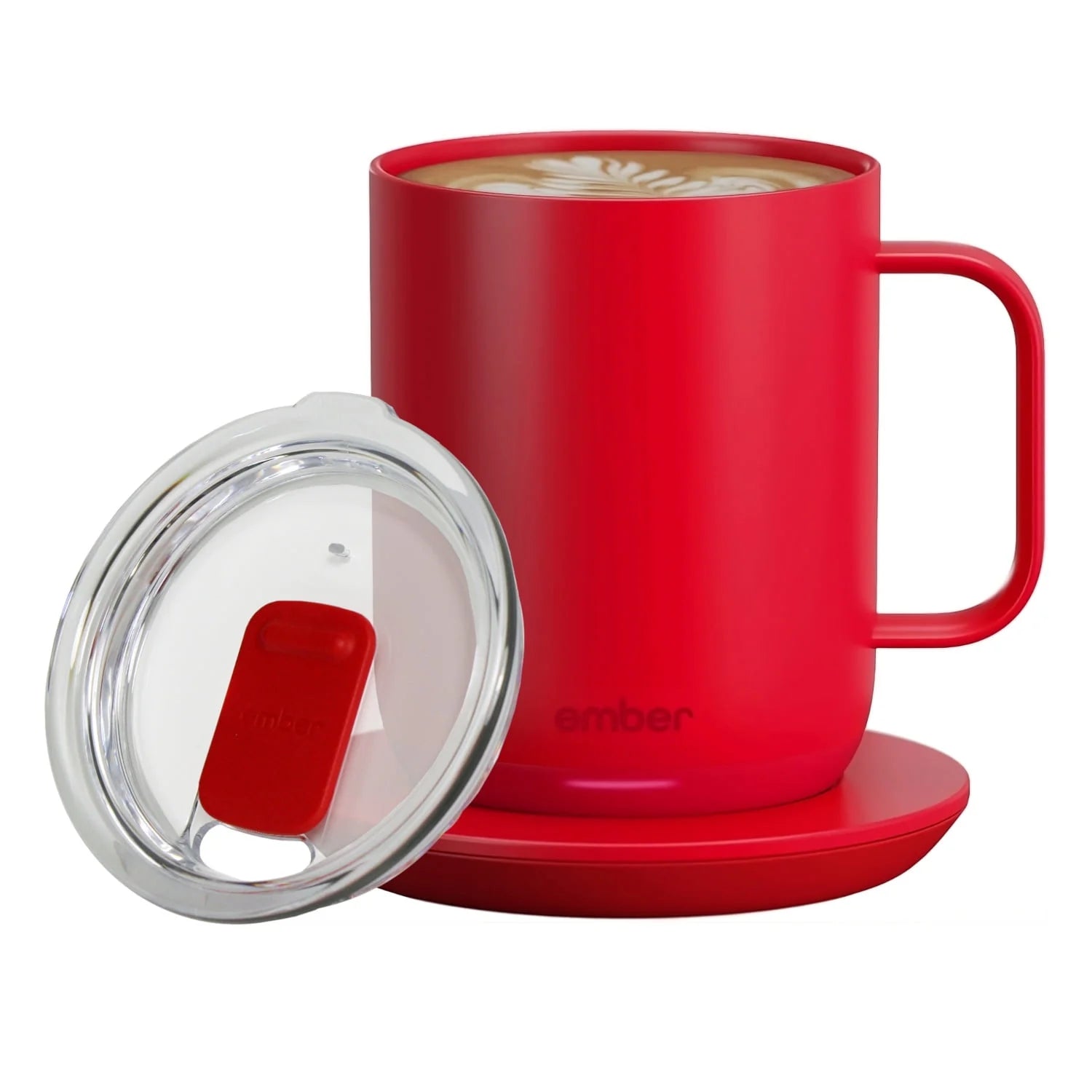 14 oz Grey Heated Coffee Mug with Splash-Proof Sliding Lid O4252