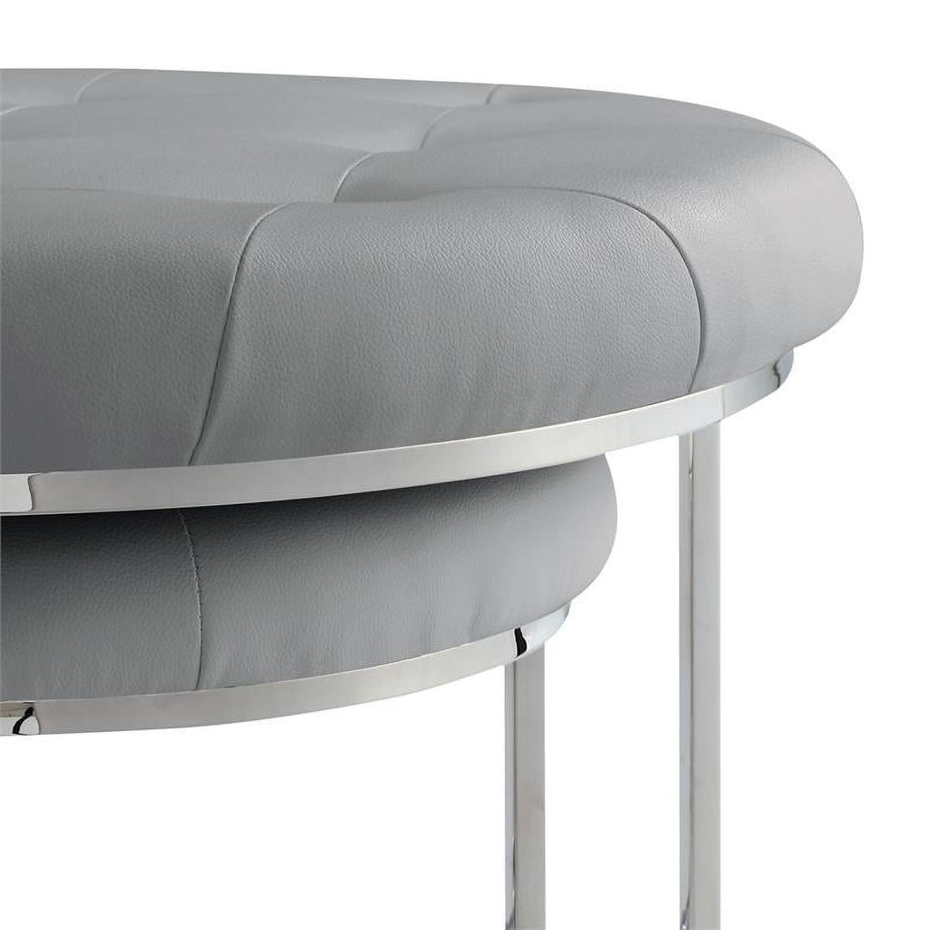 Gray Faux Leather Nesting Ottoman Set of 2 A13898