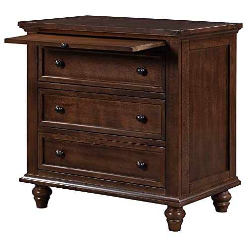 3-Drawer Wooden Nightstand with Pull-Out Tray (Blue) I701873
