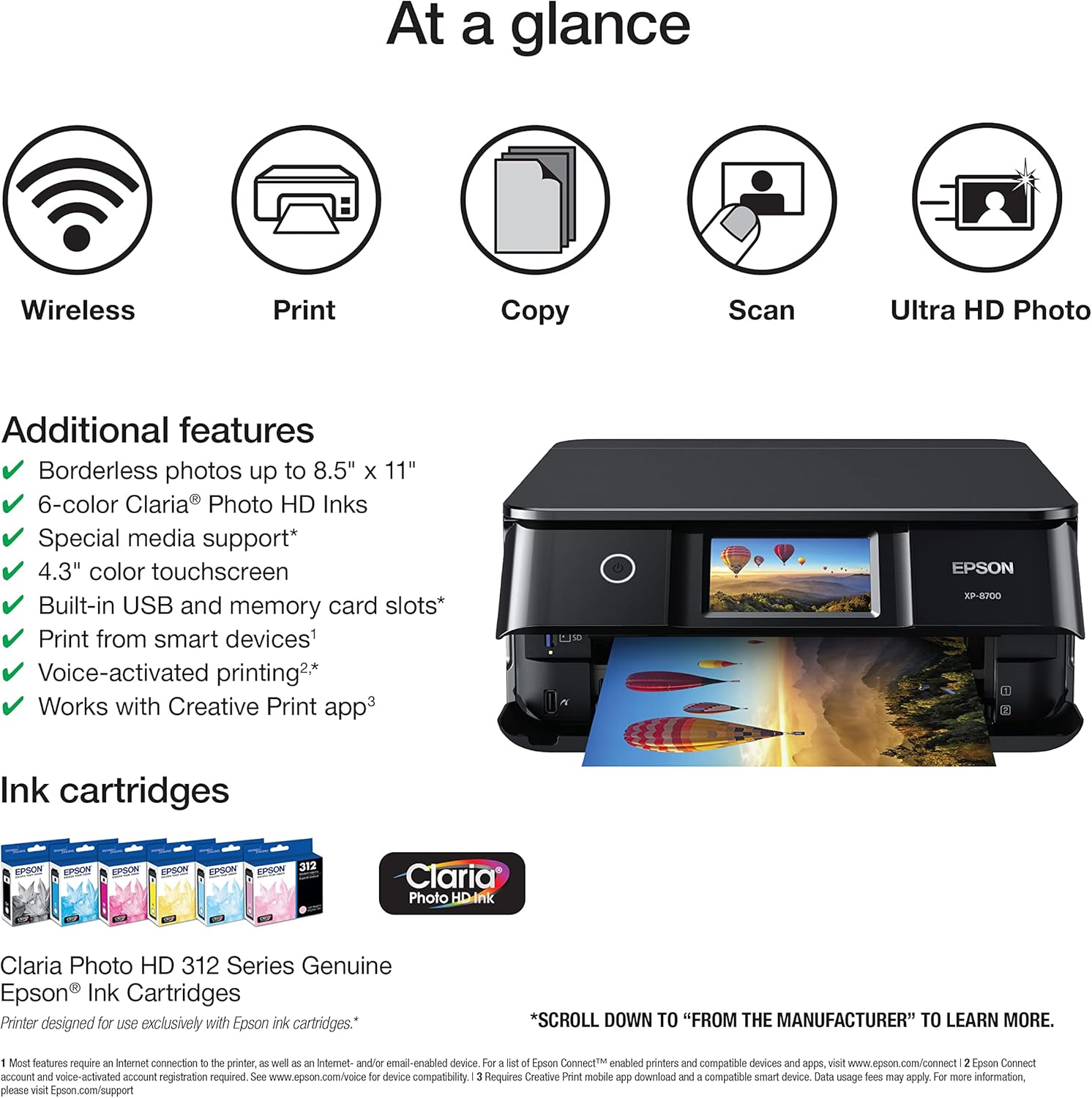 Black Wireless All-in-One Printer with Scanner and Copier V273063