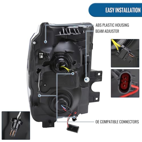 Black Dual Projector Headlights Assembly Pair K691