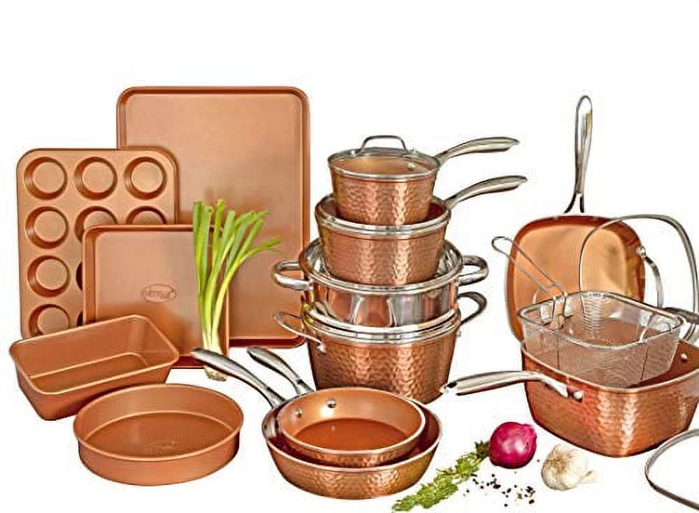 20 Piece Nonstick Copper Cookware and Bakeware Set N963