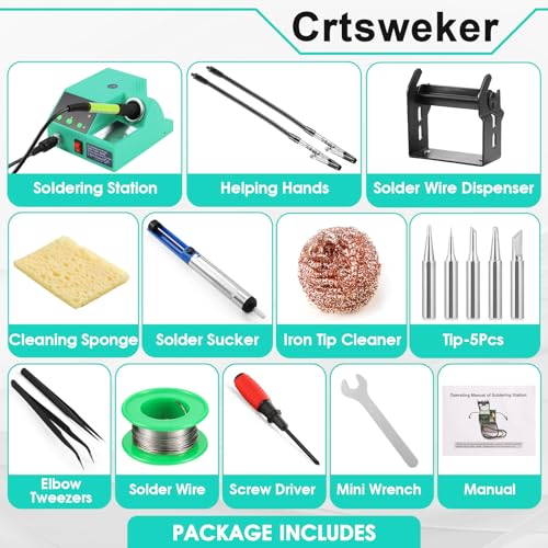 100W Digital Display Soldering Iron Station Kit with 2 Helping Hands G43453