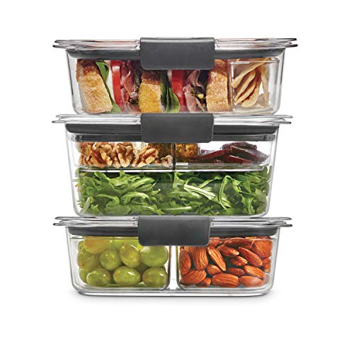 Set of 3 Airtight Food Storage Containers with Removable Trays, Large 9.6 Cup B504163