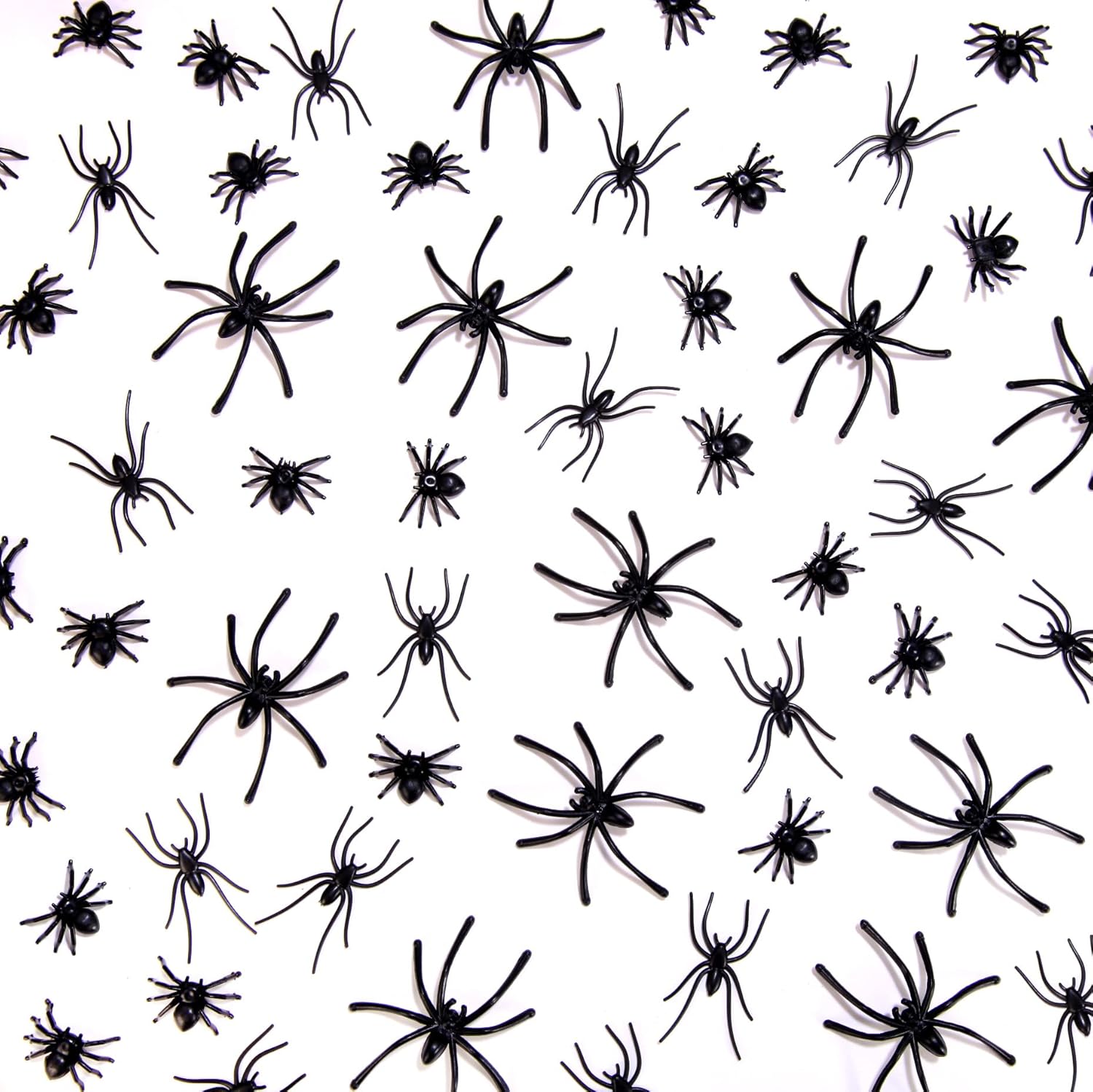 120 Pieces Black Plastic Spiders 3 Sizes B397